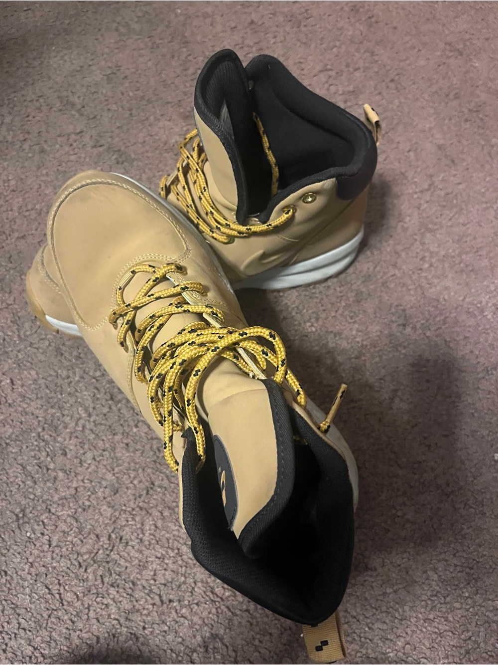 Nike Kids Tan and Black Lace-Up Hiking Boots